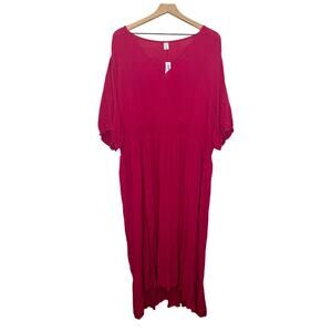 OLD NAVY NWT Women's PLUS XXL TALL Empire Waist Pink Tangiers Gauze Maxi Dress